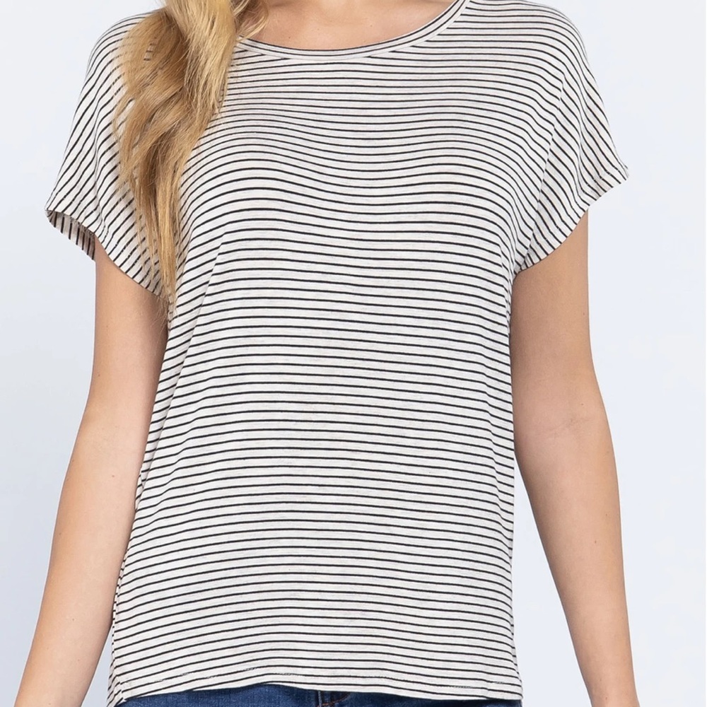XL Rachel Zoe Black & White Striped T-Shirt